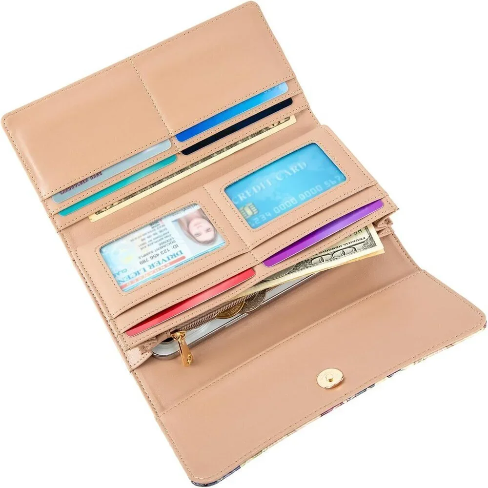 Women’s Leather RFID Wallet Trifold Purse Organizer Credit Card Holder